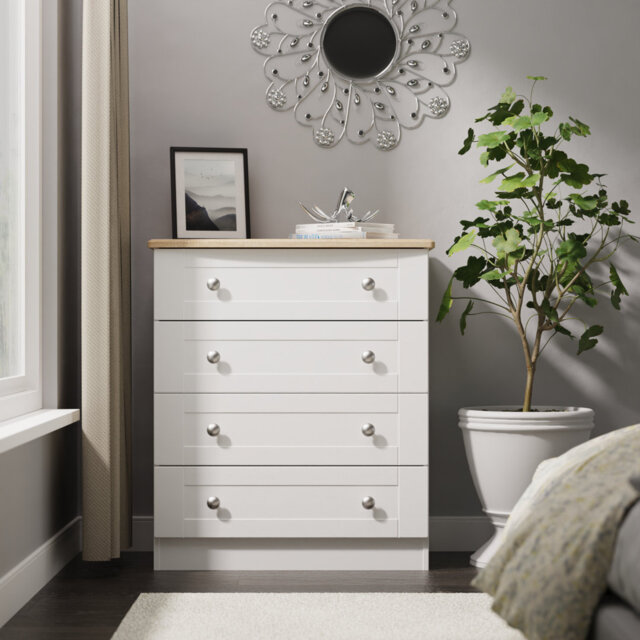 Sussex 4 Drawer Chest in Grey Ash & Bardolino Oak (Ready Assembled)