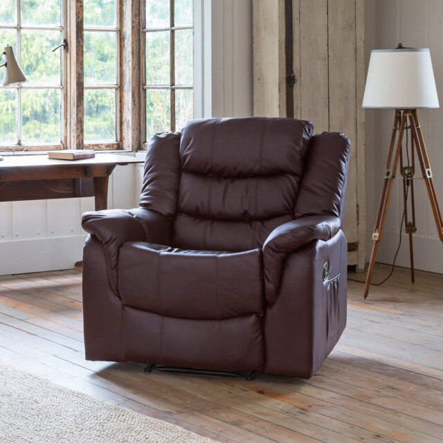 Delreal 92cm Wide Faux Leather Lift Assist Standard Recliner with Massager