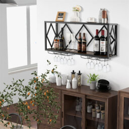 Wall Mounted Wine Bottle Rack Brown