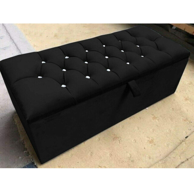 45cm Wide Tufted Rectangle Solid Colour Footstool Ottoman