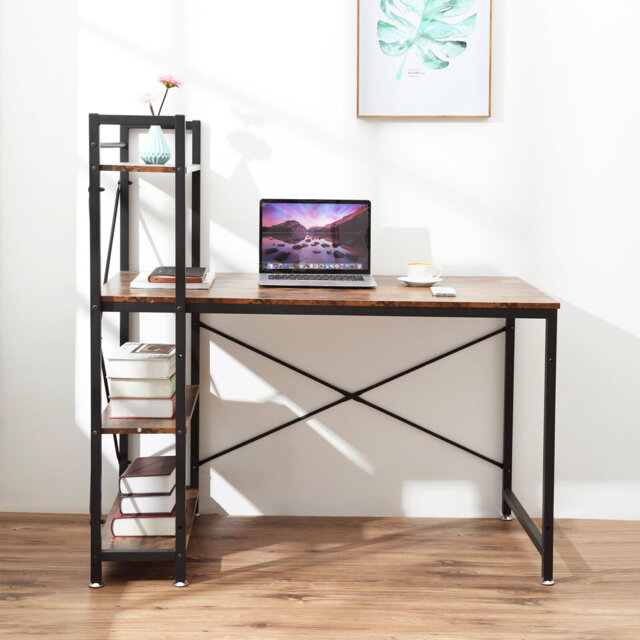 PC Table Study Computer Desk Unit Home Office Workstation Corner Shelve 4 Tier