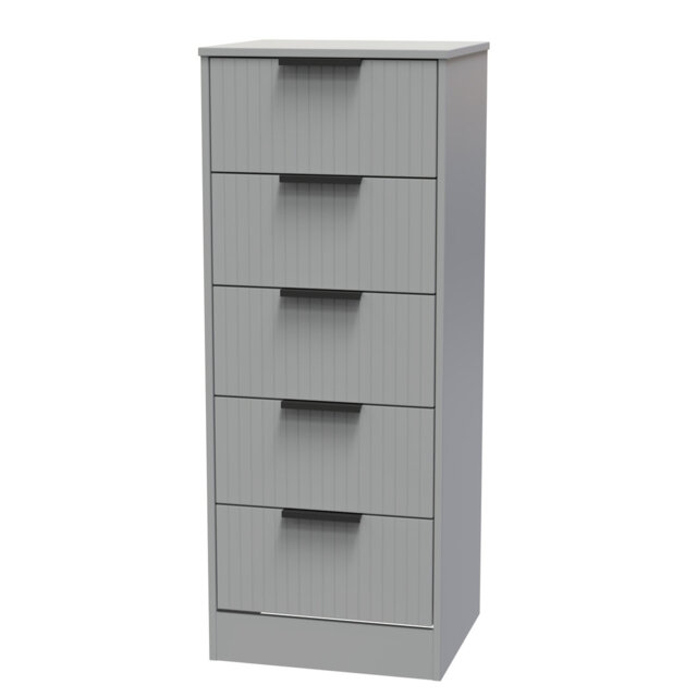 Atsumi 5 Drawer Tall Bedside Cabinet With Black Handles (Ready Assembled)