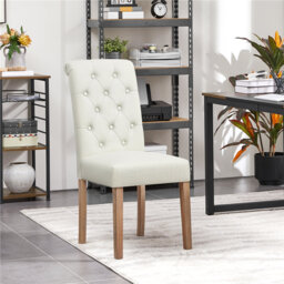 Padded Classic High Back Upholstered Dining Chairs With Solid Wood Legs