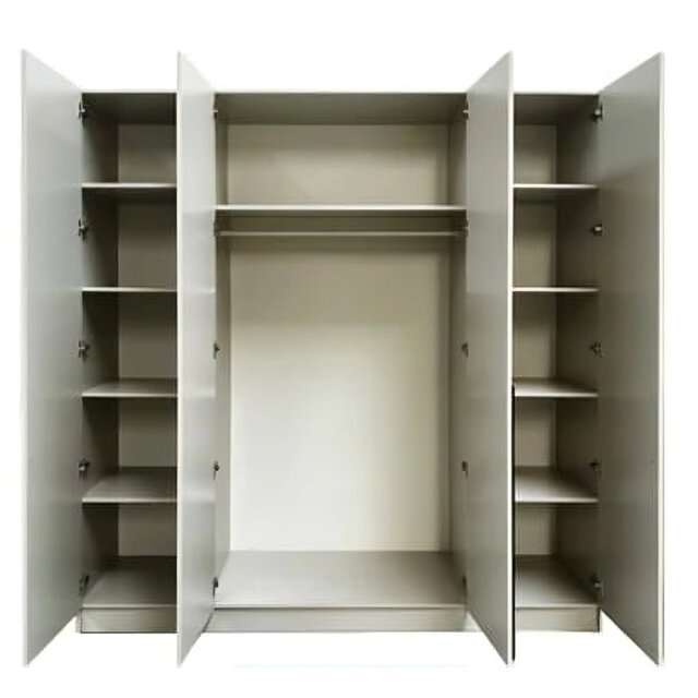 Cashmere 4-Door Wardrobe with Oak Wotan Accent 200cm - Designer Storage with Black Handles