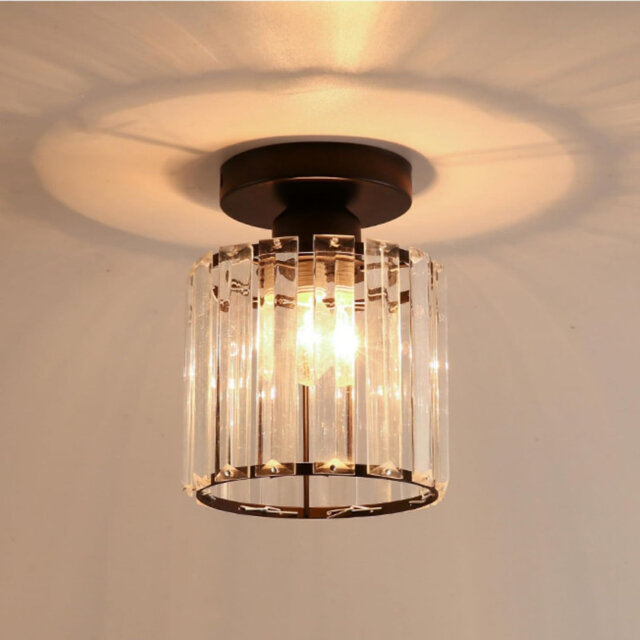 Crystal Ceiling Light, Semi Flush Mount Ceiling Lighting Fixture, for Hallway Kitchen Island Dining Room Bedroom E27 Base