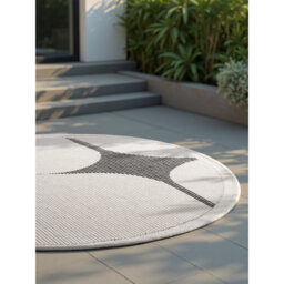 Bowen Indoor and Outdoor Rug Round by Hanse Home – Reversible Outdoor Rug, Flat Weave Weatherproof for Living Room, Balcony, Garden