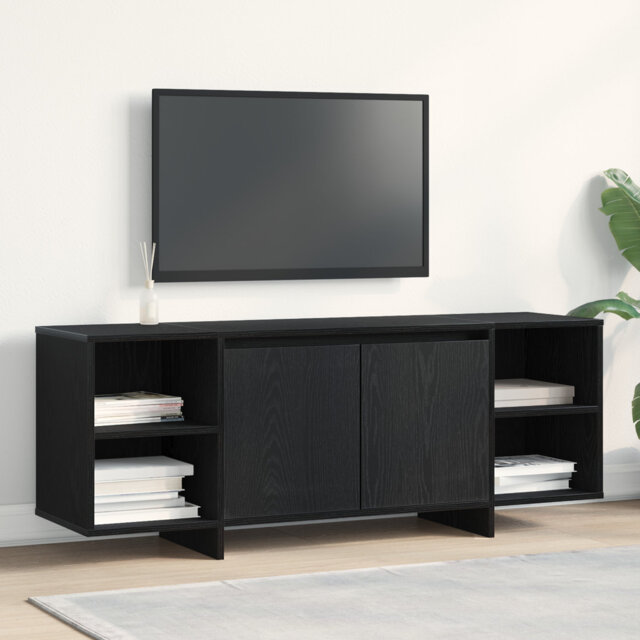 TV Cabinet Black Oak Engineered Wood 135X35x56 Cm TV Cabinet