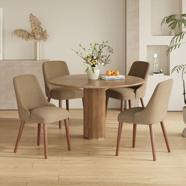 50.5cm H Fabric Upholstered Upholstered Back Side Chair in Beige