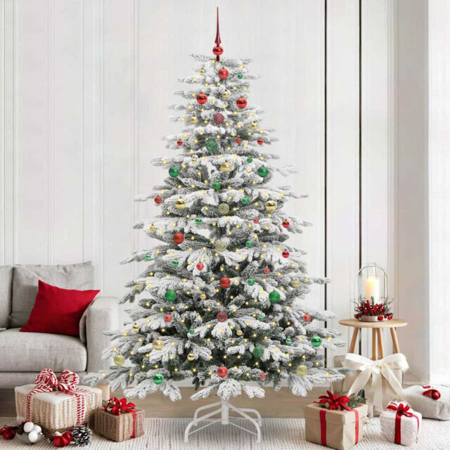 Artificial Hinged Christmas Tree White PE and PVC