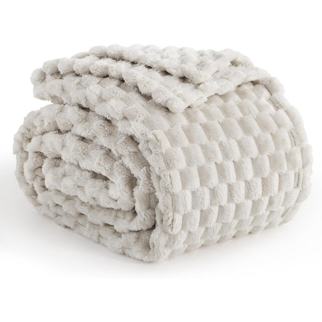 Blanket Throws For Sofas Bed- Fleece Soft Fluffy Blanket For Couch Armchair, Lightweight Warm Jacquard Travel Blanket For All Season, Single Size 130X