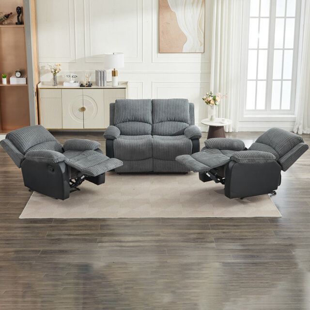 Reclining Sofa Sectional Recliner Plush Corduroy Couches Set Sofa