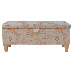 Map of the World 100cm Storage Bench Ottoman