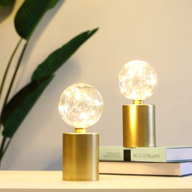 Dominquez 2 Set of 21cm Gold Table Lamp Battery Powered