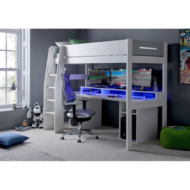 Lonan European Single (90 x 200cm) Mate's & Captain's High Sleeper Loft Bed Bed with Built-in-Desk
