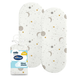 Safe Nights Moses Basket Fitted Sheet 2 Pack