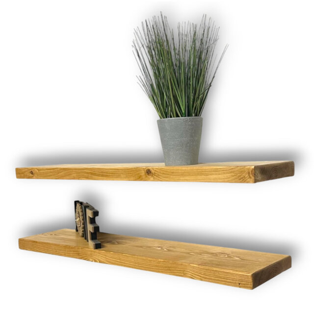 Set Of 2 Handcrafted Floating Wall Shelves With Invisible Brackets Perfect For Kitchen Decor And Storage