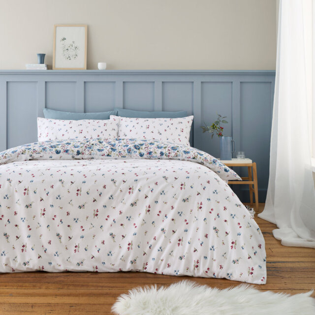 Brushed Cotton Ophelia Floral Reversible Duvet Cover Set