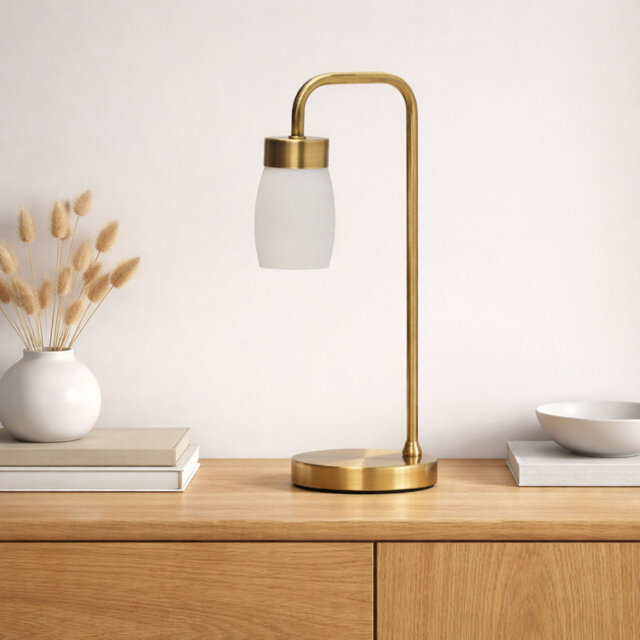 Alakai 41cm Desk Arch Metal Table Lamp with Glass Shade