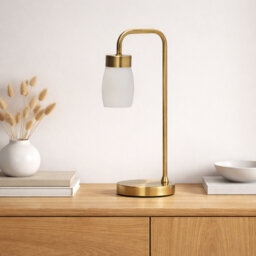 Alakai 41cm Desk Arch Metal Table Lamp with Glass Shade