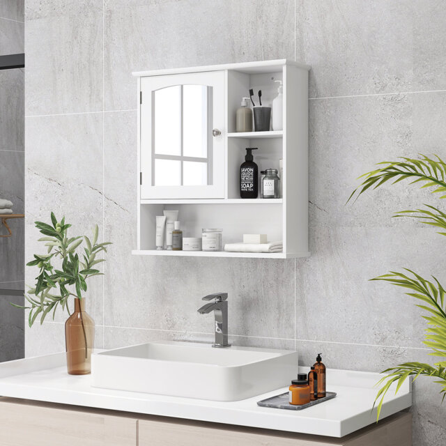 Wall Mounted Bathroom Mirror Cabinet, Medicine Cabinet White
