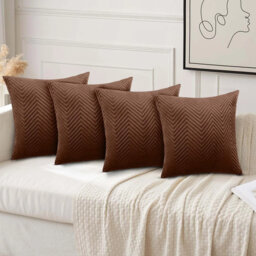 Luxury Chevron Embossed Quilted Pattern Velvet Cushion Cover Set (4-Pack) - Soft Throw Cushion Cover for Home Décor
