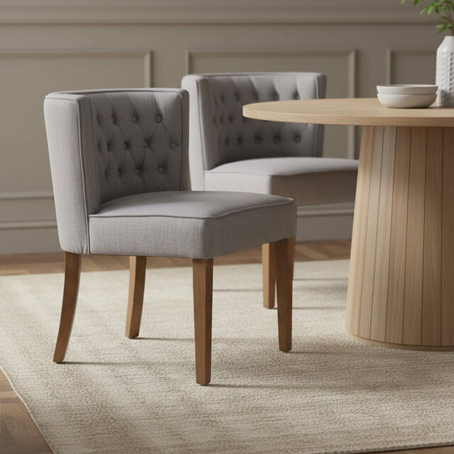Parkside Grey Fabric Curved Dining Chair