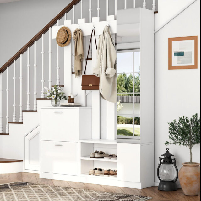 Hall Tree 135cm Wide with Bench and Shoe Storage