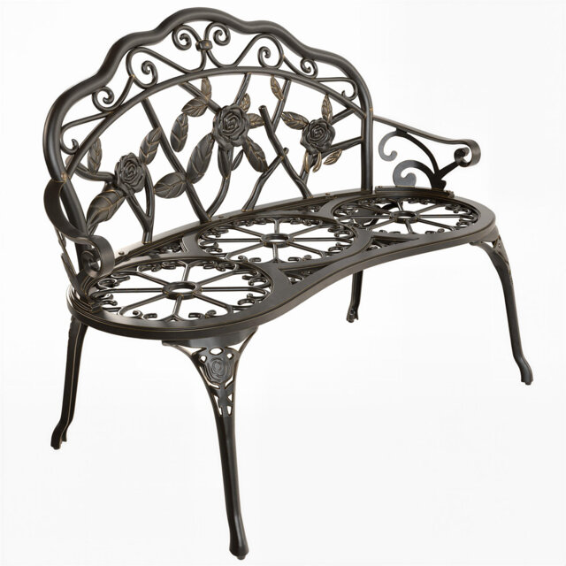 Outsunny 2 Seater Garden Bench Cast Aluminium with Armrests Bronze Tone