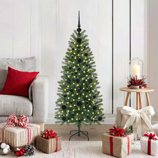 Artificial Christmas Tree with 150 LEDs Green PE and PVC