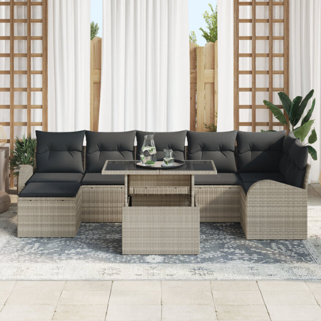 289cm Wide Outdoor Patio Sofa with Cushions