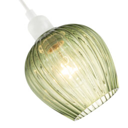 Modern Easy Fit Pendant Lighting Shade With Ridged Fluted Lines By