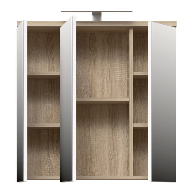 Chaena 3 Door Mirrored Bathroom Cabinet with Integrated LED Lighting
