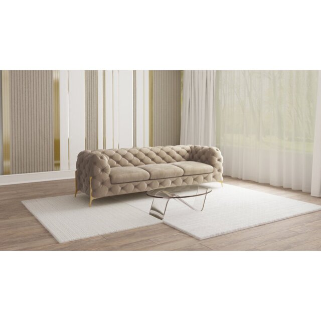 Chesterfield Sofa Set 3+2+1 Hanks with Gold Metal Legs