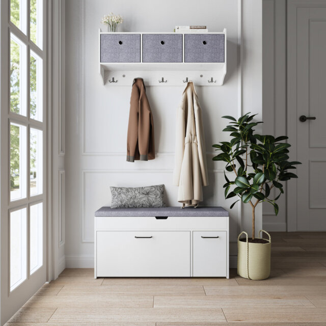 Hinze Polyester Upholstered Storage Bench