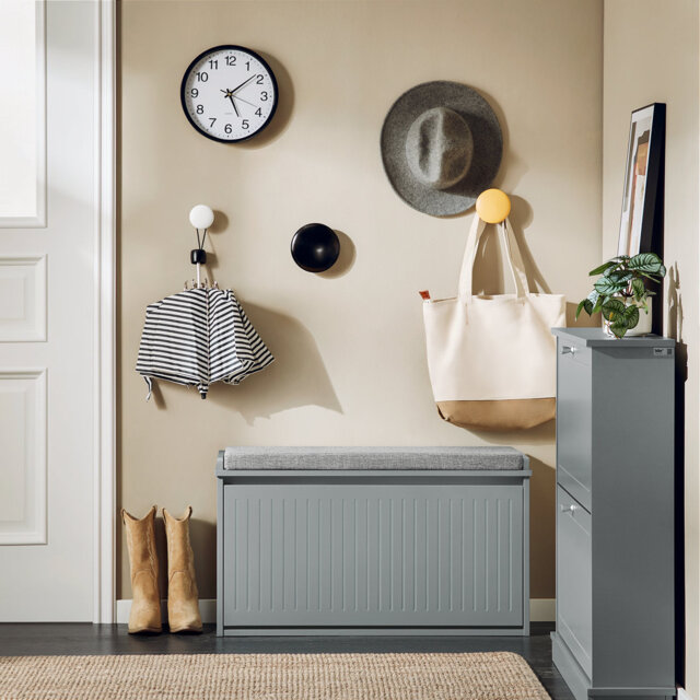Hallway Shoe Bench Shoe Rack Shoe Cabinet With Seat Cushion And Flip-Drawer