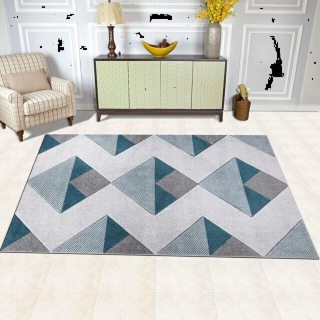 Stylish Luxury Area Rug Diamond Style Zigzag Rugs For Living Room Bedroom Rug Soft Non Shedding Area Rug