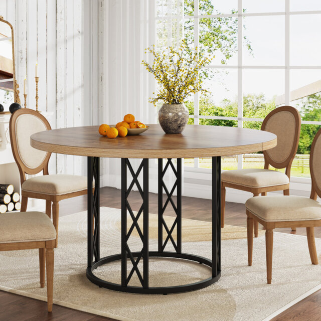 "Axelrad 47"" Round Dining Table for 4-6 People, Farmhouse Kitchen Table for Dining Room"