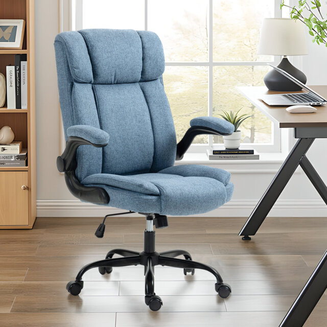 High Back Ergonomic Executive Office Chair with Flip-up Armrests