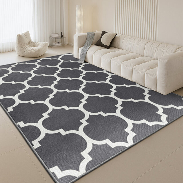 Aspire Homeware Grey Geometric Area Rug Modern Trellis Indoor Carpet