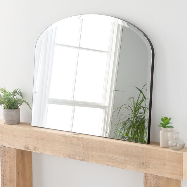 Arch Fernbush Wood Framed Curved Overmantle Mirror