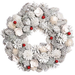 White & Red Front Door Wreath Wall Hanging Garland Ornament