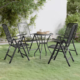 Dakota Fields 5 Piece Garden Dining Set Expanded Metal Mesh Anthracite