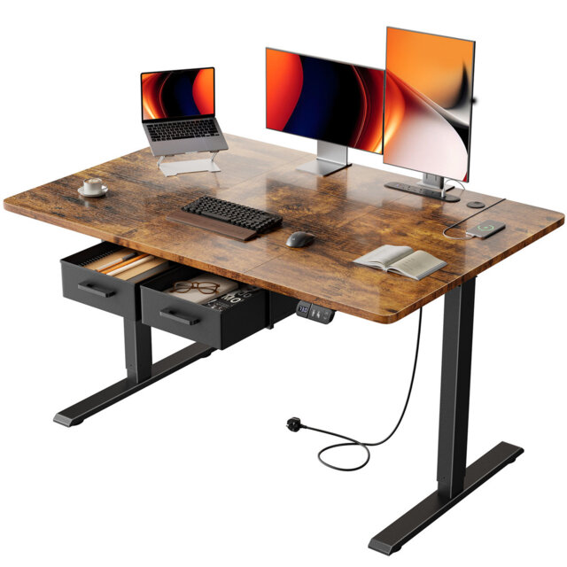 Adjustable Metal Base Standing Desk with Power Outlet