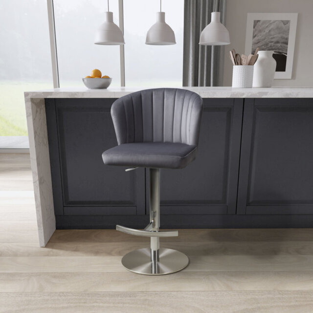 Aymar Upholstered Adjustable Height Counter Stool with Metal Frame