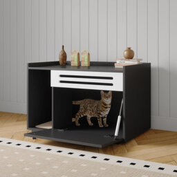 Cat Litter Box Enclosure with Ventilated Panel Hidden Litter Box Furniture with Drop Down Door, Indoor Cat House