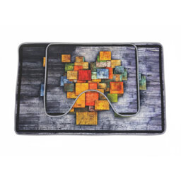 Modernist Art Series 2-Piece Bath Rug Set: Ultra-Absorbent, Machine Washable Geometric Bathroom Floor Mats