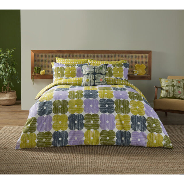 Textured Flower Lilac/Moss Bedset