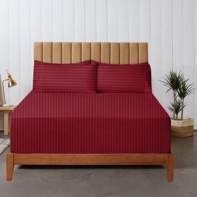 200 Thread Count Striped Microfiber Fitted Sheet