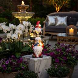 Whimsical Triple Gnome Solar LED Garden Statue Outdoor Decor