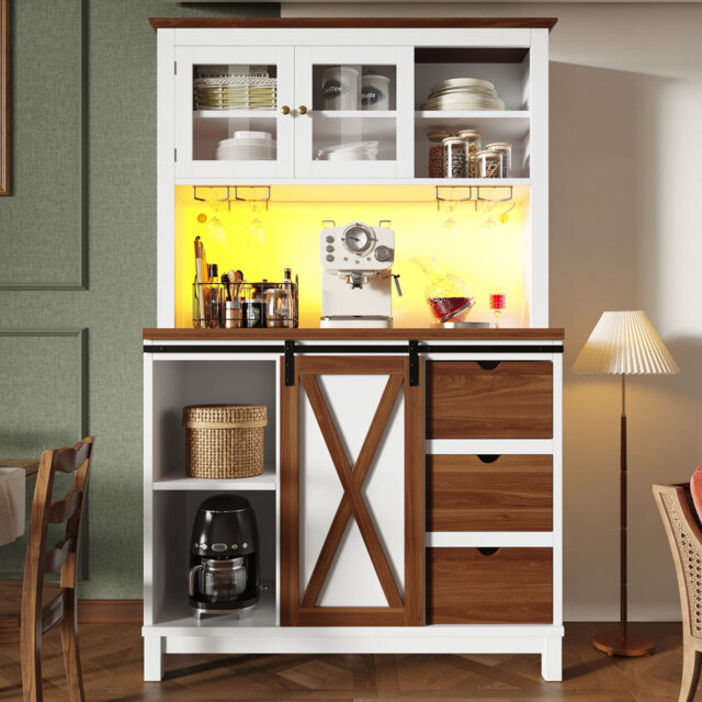 180cm Kitchen Pantry with Drawer and Sliding Door